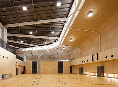 Gymnasium which can be used as an evacuation space for local residents